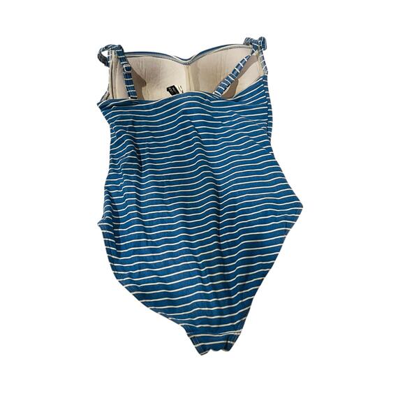 Nip Tuck Joanne Striped One Piece Swimsuit Size 10 Blue Ivory - Picture 3 of 8